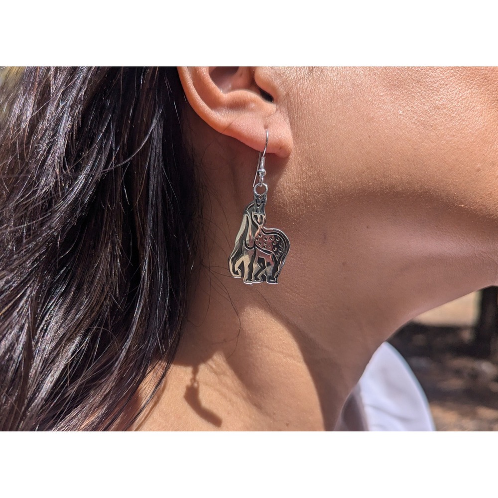 Navajo Horse Dangle Earrings Genuine Handmade Native Am Sterling Silver Jewelry*